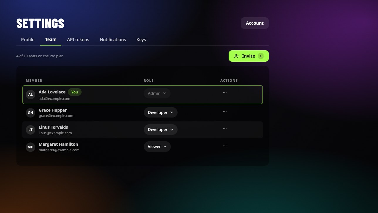 The Settings example